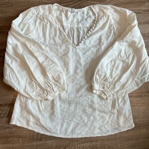 Madewell Women’s White Cotton Long Sleeve Blouse Button Detailing Medium